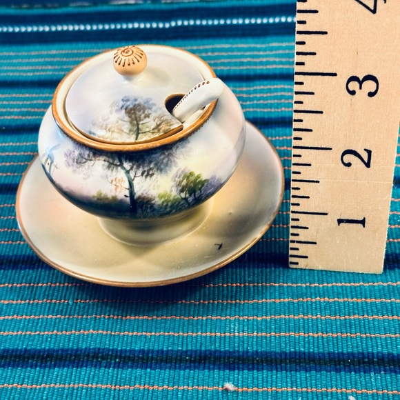 VTG Noritake Sugar Bowl Spoon Jelly Jam Mayonnaise Covered Attached Plate Japan - Picture 6 of 9